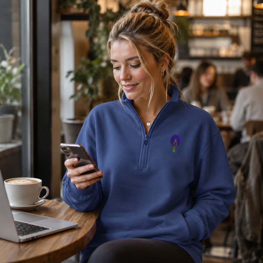 Original Butterfly Pea Flower Quarter-Zip Pullover