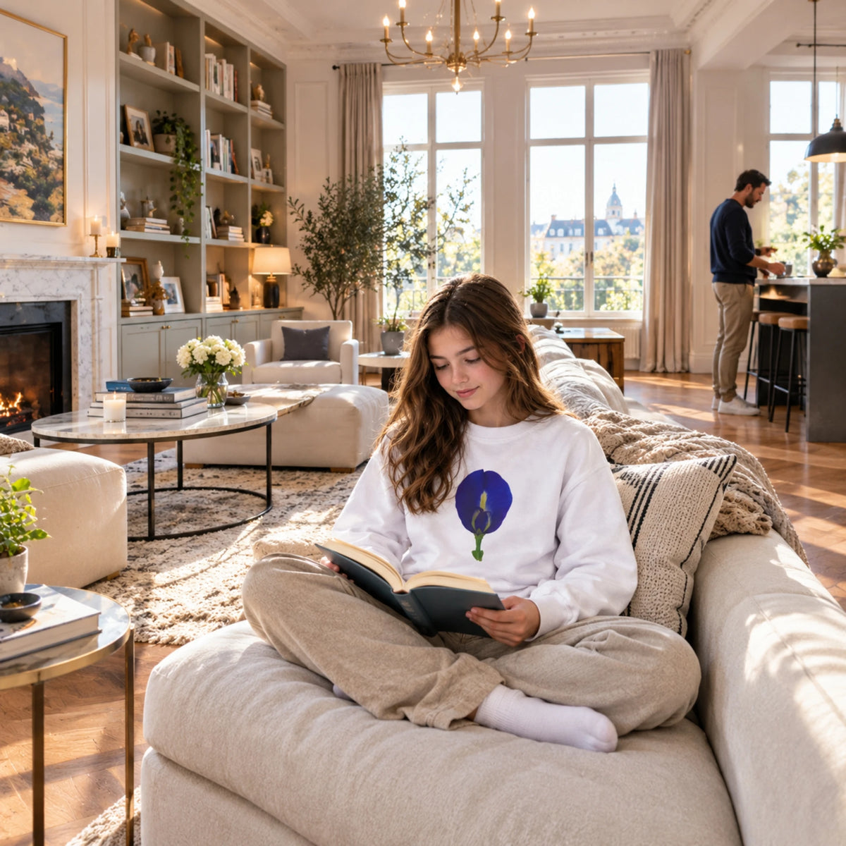 Butterfly Pea Youth Crewneck Sweatshirt | Original Photography